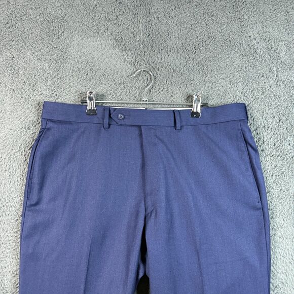 Paul Stuart Pants Mens 36x28 Blue Straight Fit Dress Slacks Wool Formal - Picture 2 of 12